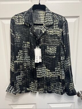 Zara Patterned Sheer Blouse